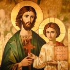 Adolescent Jesus Christ and St Joseph with Greatest Commandment Syriac Aramaic RosaryTeam Matt 22 37-39