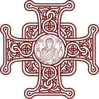 Emblem depicting a cross with Orans of Kyiv